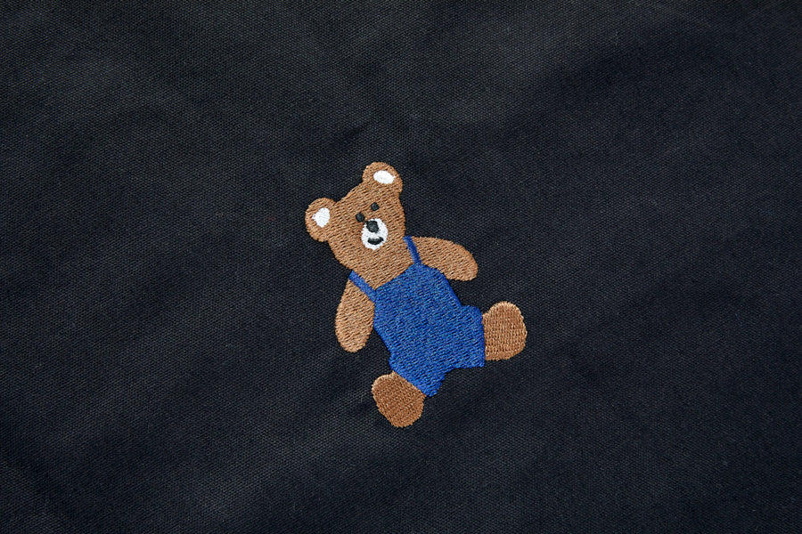 Eco Bag Bear Embroidered String Black - Image 4